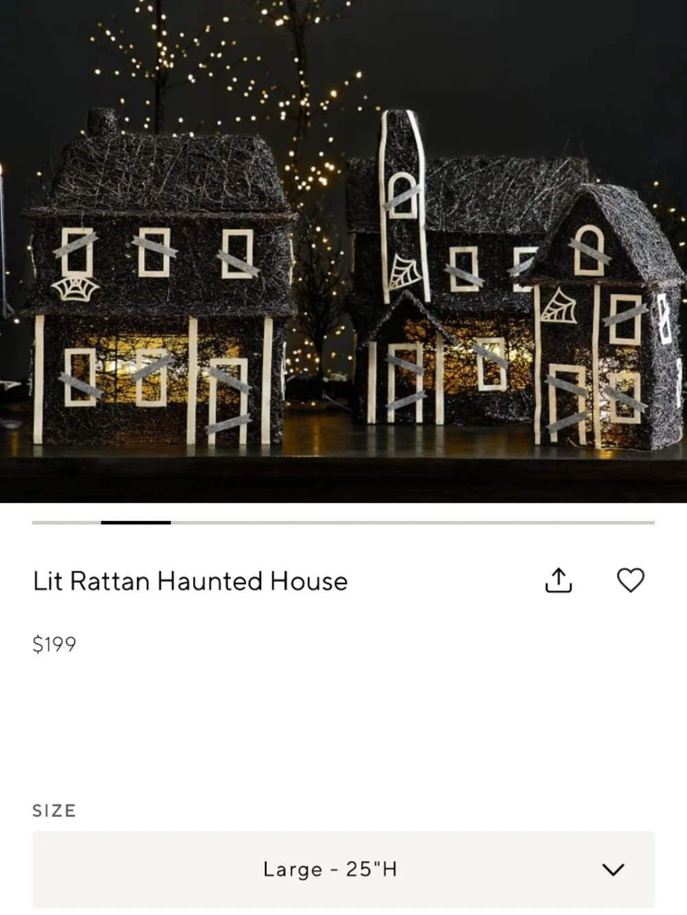 Large Pottery Barn Lit Rattan Haunted House